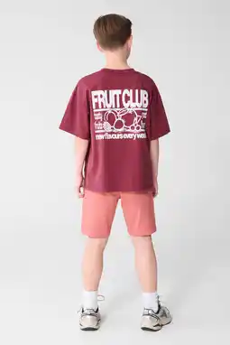 Wehkamp Shoeby T-shirt met backprint donkerrood aanbieding