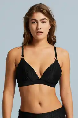 Wehkamp BEACHWAVE voorgevormde beugel bikinitop met textuur zwart aanbieding