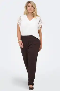 Wehkamp ONLY CARMAKOMA regularwaist casual broek donkerbruin aanbieding