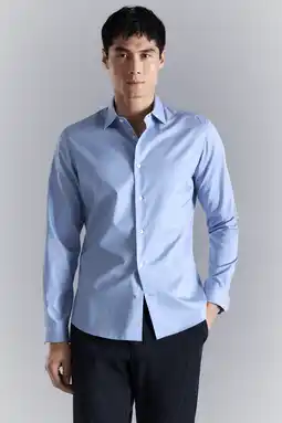 Wehkamp Mango Man slim gestreepte casual overhemd lichtblauw aanbieding
