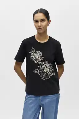 Wehkamp OBJECT gebloemde T-shirt zwart aanbieding