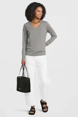 Wehkamp Anytime longsleeve met V-hals grijs melange aanbieding