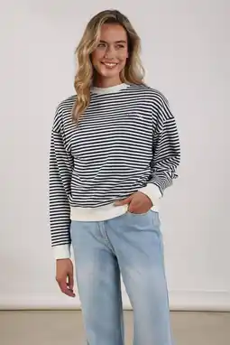 Wehkamp NUKUS gestreepte sweater marineblauw aanbieding