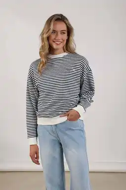 Wehkamp NUKUS gestreepte sweater marineblauw aanbieding