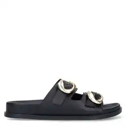 Wehkamp Manfield leren slippers zwart aanbieding