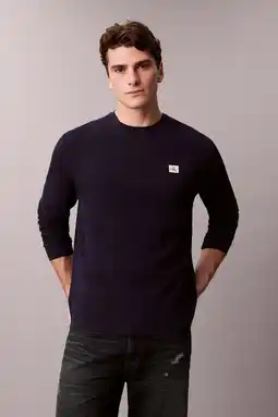 Wehkamp CALVIN KLEIN JEANS longsleeve met ingebreid patroon blauw aanbieding
