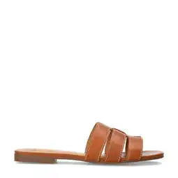 Wehkamp Manfield leren slippers cognac aanbieding