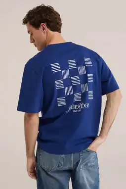 Wehkamp WE Fashion Blue Ridge relaxed T-shirt met backprint marineblauw aanbieding
