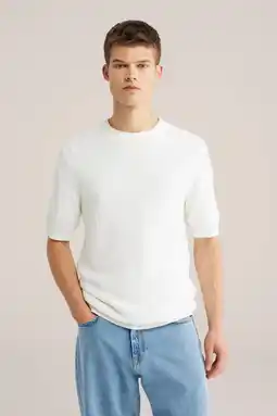 Wehkamp WE Fashion regular T-shirt fijn gebreid wit aanbieding