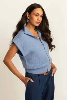 Wehkamp Expresso gilet blauw gebreid aanbieding