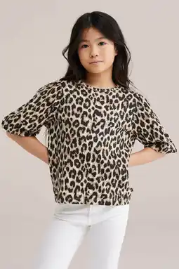 Wehkamp WE Fashion blousetop met panterprint bruin aanbieding