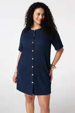 Wehkamp MS Mode bouclé korte jurk donkerblauw aanbieding