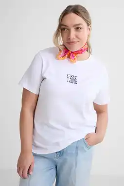 Wehkamp ONLY CARMAKOMA T-shirt wit aanbieding