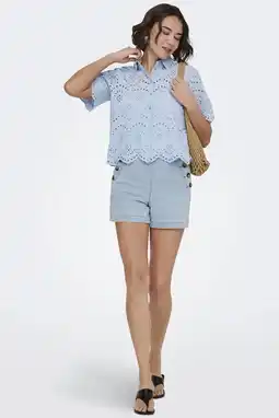 Wehkamp ONLY skinny highwaist denim short light blue denim aanbieding