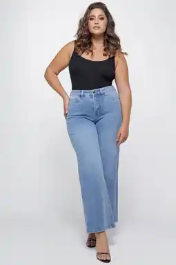 Wehkamp Fox Factor DIXI Ruby Blue highwaist straight leg jeans light blue denim aanbieding