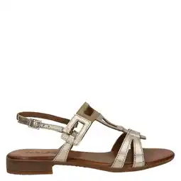 Wehkamp Nelson leren sandalen beige/goud aanbieding