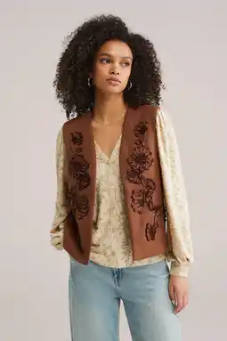 Wehkamp WE Fashion gebloemde gilet bruin aanbieding