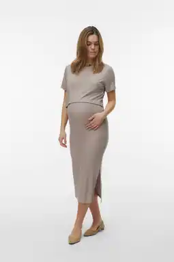 Wehkamp MAMALICIOUS zwangerschaps midi rok beige aanbieding