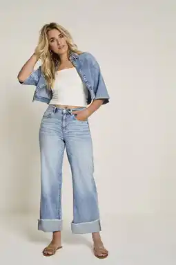 Wehkamp Para Mi Mira (turnup) highwaist cropped jeans light blue denim aanbieding