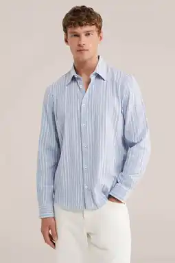 Wehkamp WE Fashion regular gestreepte casual overhemd lichtblauw aanbieding