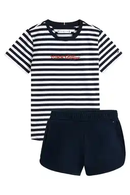 Wehkamp Tommy Hilfiger T-shirt + sweatshort donkerblauw/wit aanbieding