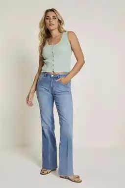 Wehkamp Para Mi highwaist straight leg jeans medium blue denim aanbieding