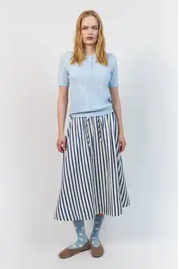 Wehkamp Lollys Laundry gestreepte midi rok blauw aanbieding
