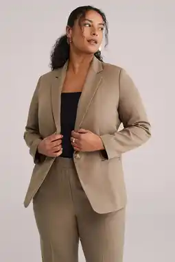 Wehkamp WE Fashion Curve regular blazer taupe aanbieding