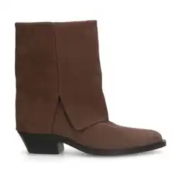 Wehkamp Manfield suède cowboylaarzen met flap taupe aanbieding