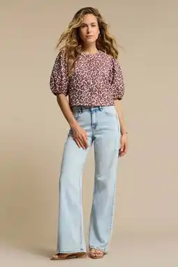 Wehkamp Red Button top donkerrood panterprint aanbieding