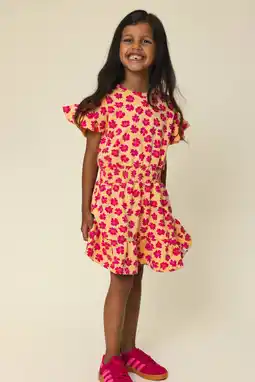 Wehkamp LOOXS little gebloemde sweatjurk roze aanbieding
