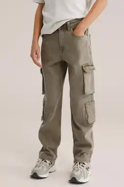 Wehkamp WE Fashion Blue Ridge cargo jeans groen aanbieding
