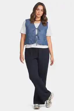 Wehkamp ONLY CARMAKOMA wide leg highwaist casual broek donkerblauw aanbieding