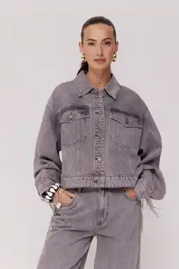 Wehkamp HARPER & YVE denim spijkerjas grey denim met franjes aanbieding