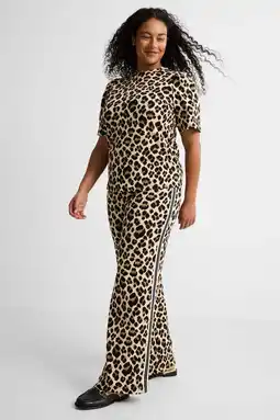 Wehkamp GREAT LOOKS straight fit broek met tape detail panterprint aanbieding