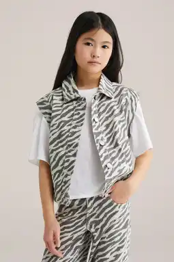 Wehkamp WE Fashion Blue Ridge denim gilet met zebraprint ecru aanbieding