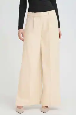 Wehkamp ICHI wide leg regularwaist broek ecru aanbieding