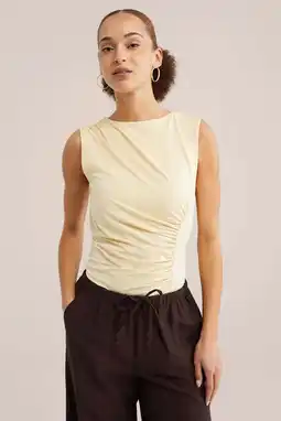 Wehkamp WE Fashion mouwloze top lichtgeel aanbieding