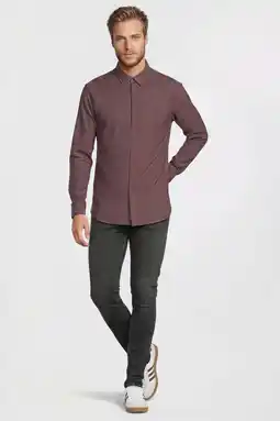 Wehkamp Anytime gemêleerd overhemd bordeauxrood aanbieding