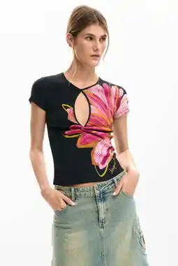 Wehkamp Desigual gebloemde T-shirt zwart aanbieding