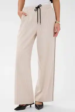 Wehkamp Kaffe KAserena baggy broek met krijtstreep beige aanbieding