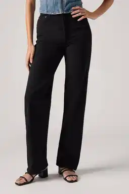 Wehkamp Levi's highwaist straight leg jeans Ribcage black denim aanbieding