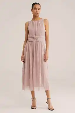 Wehkamp WE Fashion midi jurk met glitter lichtroze aanbieding