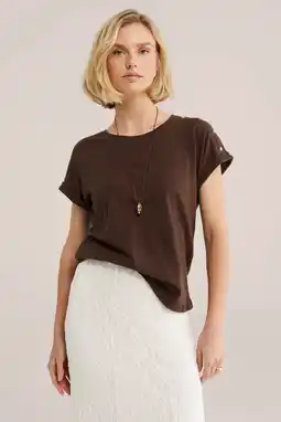 Wehkamp WE Fashion T-shirt met linnen bruin aanbieding