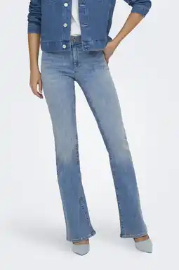 Wehkamp ONLY regularwaist flared jeans light blue denim aanbieding