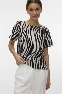Wehkamp VERO MODA top met zebraprint zwart aanbieding