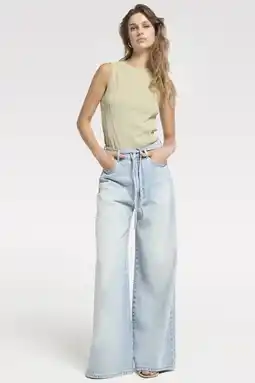 Wehkamp Homage to Denim Extra Wide Leg Jeans With Cord wide leg jeans light blue denim aanbieding
