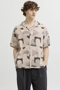Wehkamp JACK & JONES loose casual overhemd beige aanbieding