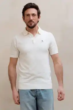 Wehkamp Kultivate regular polo fijn gebreid ecru aanbieding