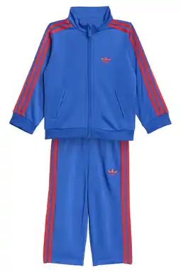 Wehkamp adidas Originals trainingspak Firebird blauw/rood aanbieding